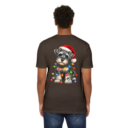 Schnauzer Puppy in Christmas Lights Tee