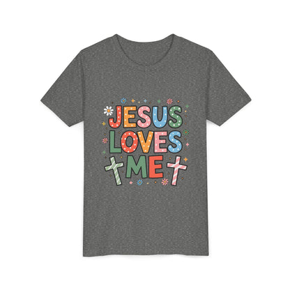Youth Tee — "Jesus Loves Me" Colorful Christian Kids T-Shirt