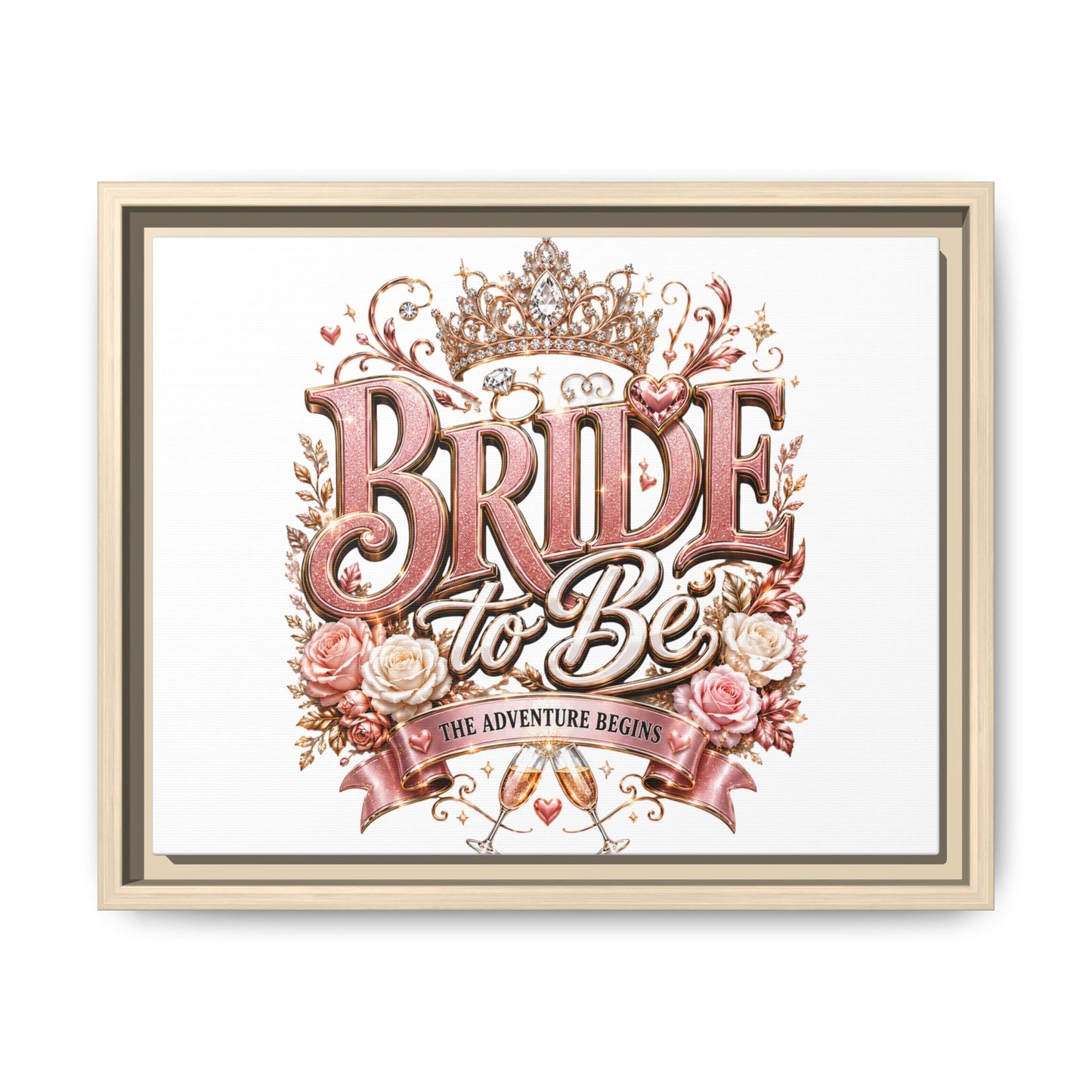 Bride to Be Framed Canvas - 'The Adventure Begins' Bridal Wall Art