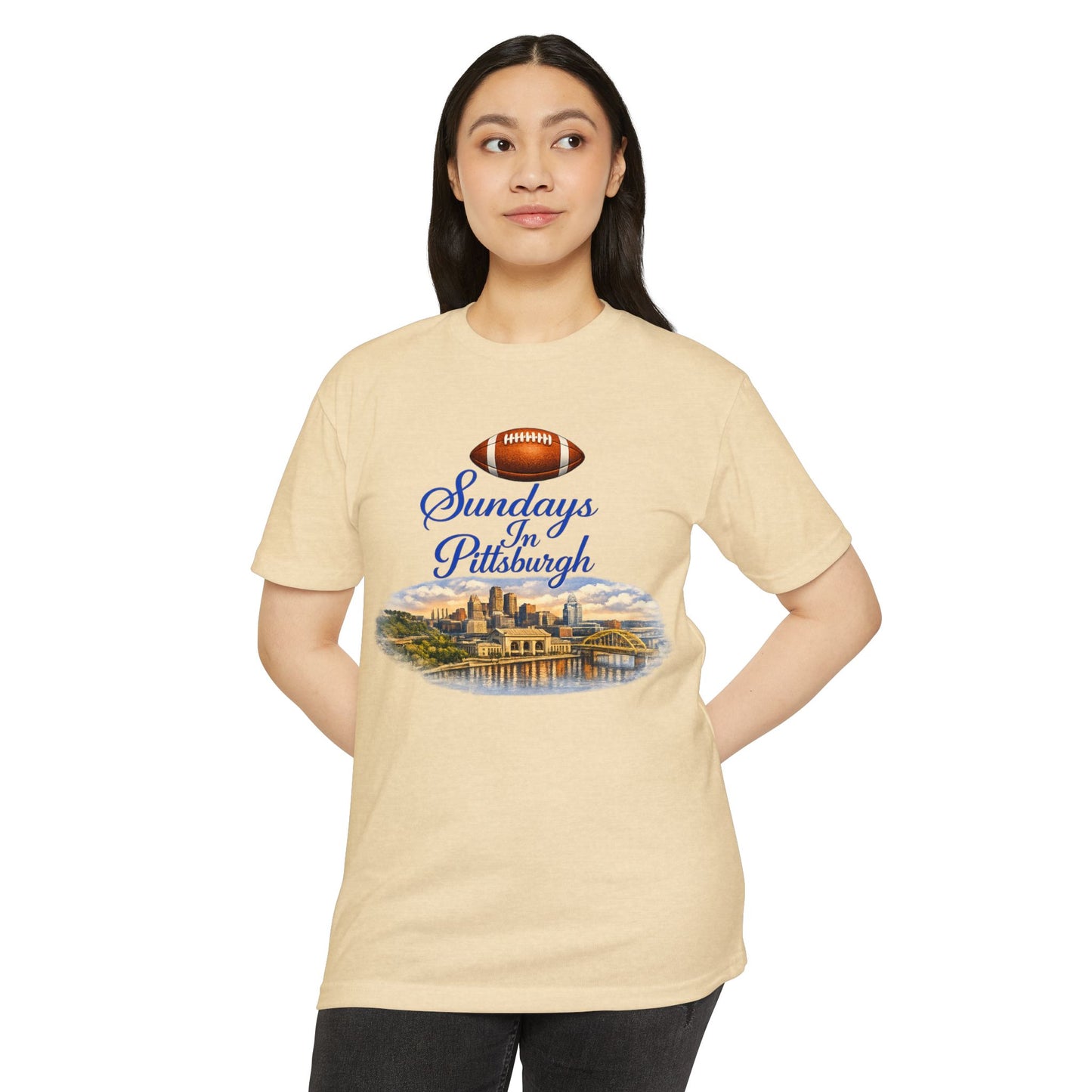Sundays in Pittsburgh T‑Shirt — Vintage Football City Skyline Tee