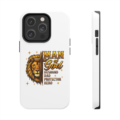 Man of God Lion Phone Case — ‘Man of God’ Christian Protector Dad Gift