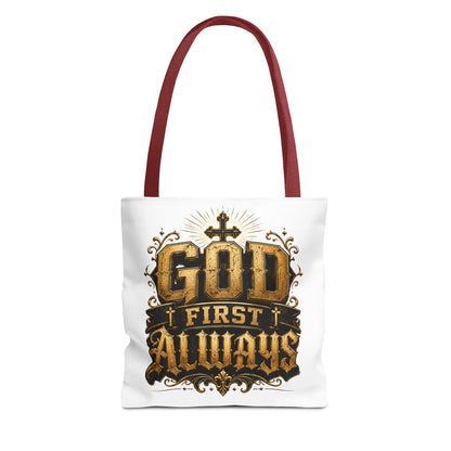 God First Always Tote Bag — Christian Faith Inspirational Canvas Tote