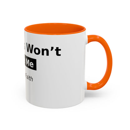 Diabetes Won't Define Me Accent Coffee Mug — "I Walk by Faith" Inspirational Tea Cup
