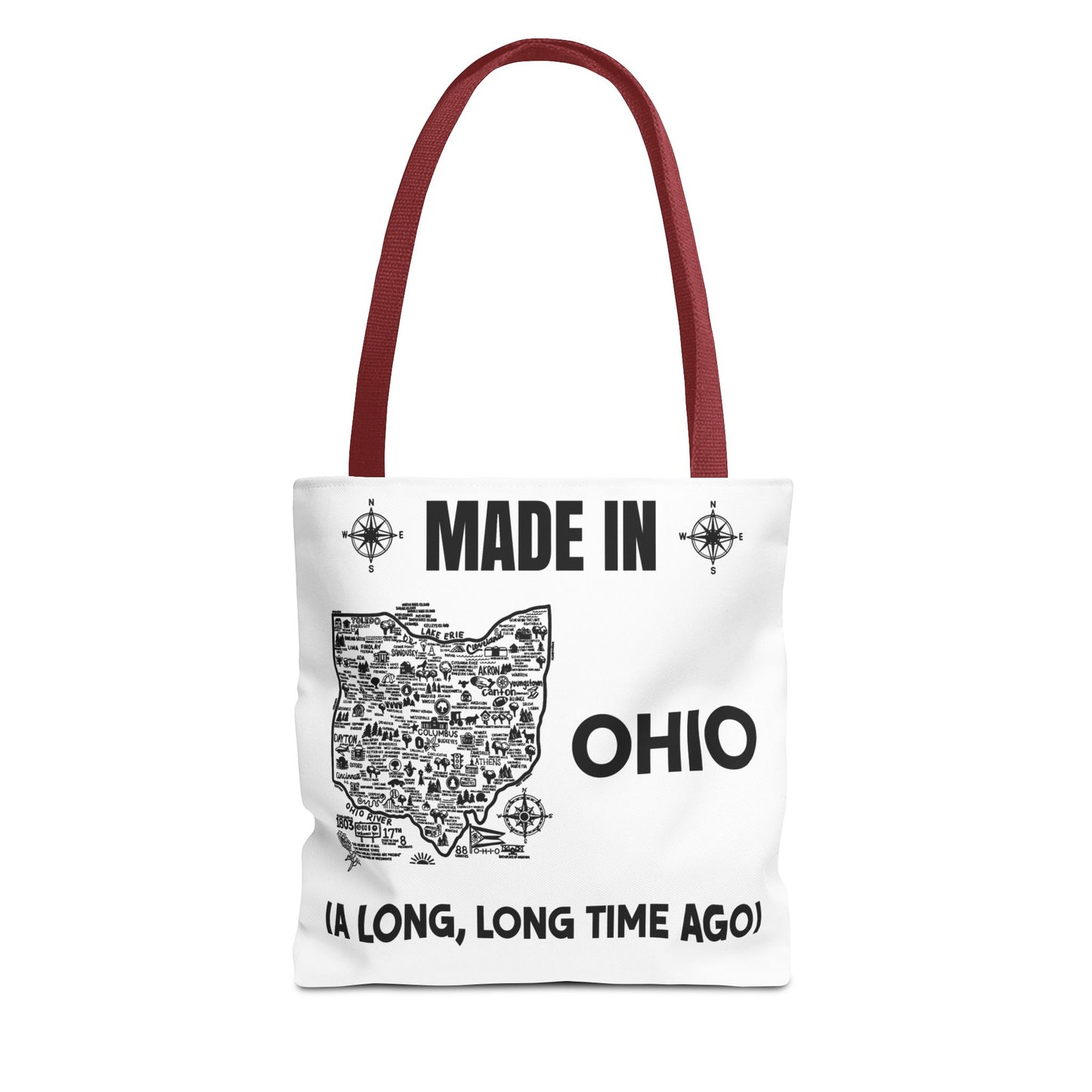 Made in Ohio Tote Bag — Vintage Map Design "A Long, Long Time Ago"