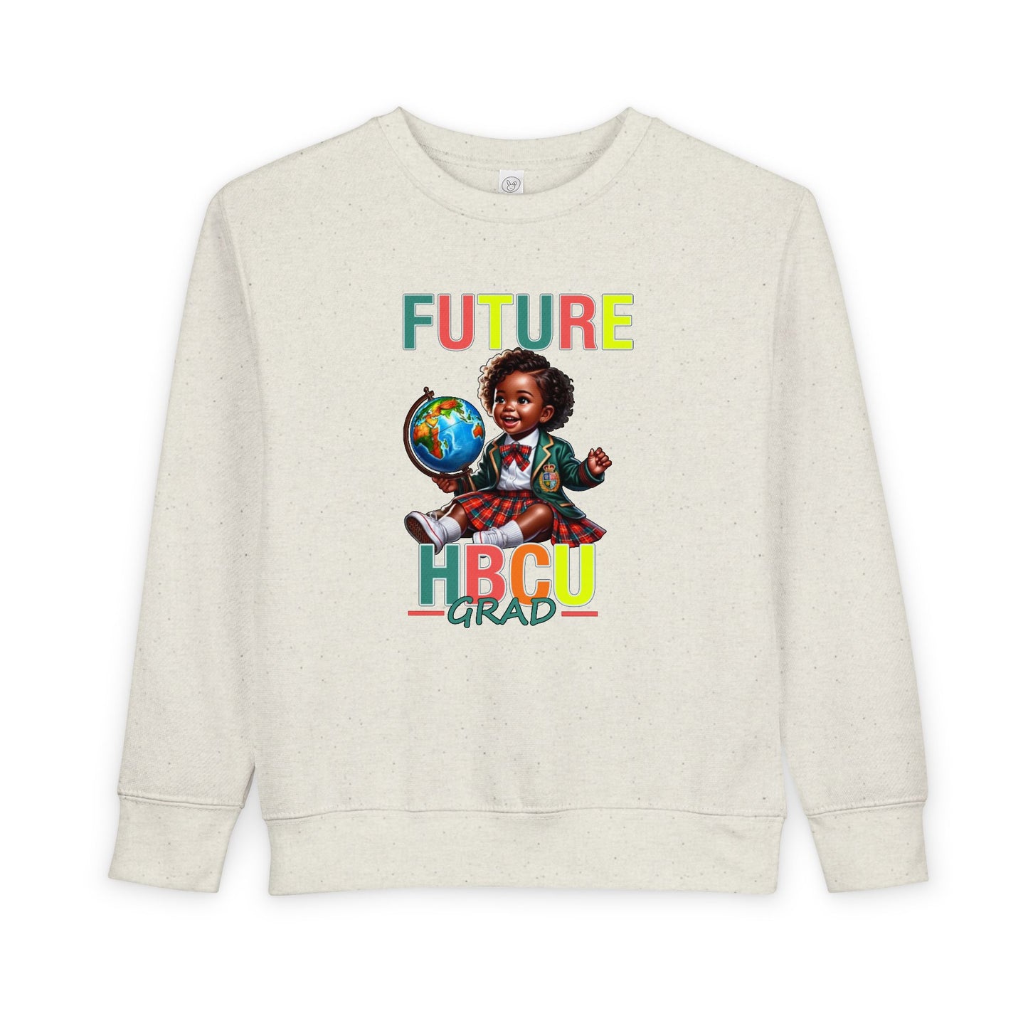 Future HBCU Grad Toddler Sweatshirt — Cute Black Girl Globe Design