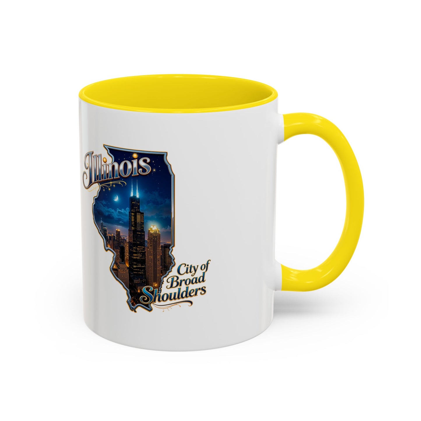Illinois Skyline Accent Coffee Mug – City of Broad Shoulders Chicago Design (11/15oz)