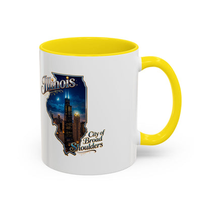 Illinois Skyline Accent Coffee Mug – City of Broad Shoulders Chicago Design (11/15oz)
