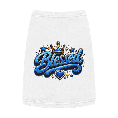 Blessed Pet Tank Top - Blue Crown & Heart Puppy Shirt