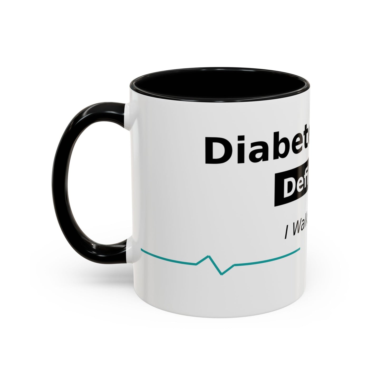 Diabetes Won't Define Me Accent Coffee Mug — "I Walk by Faith" Inspirational Tea Cup
