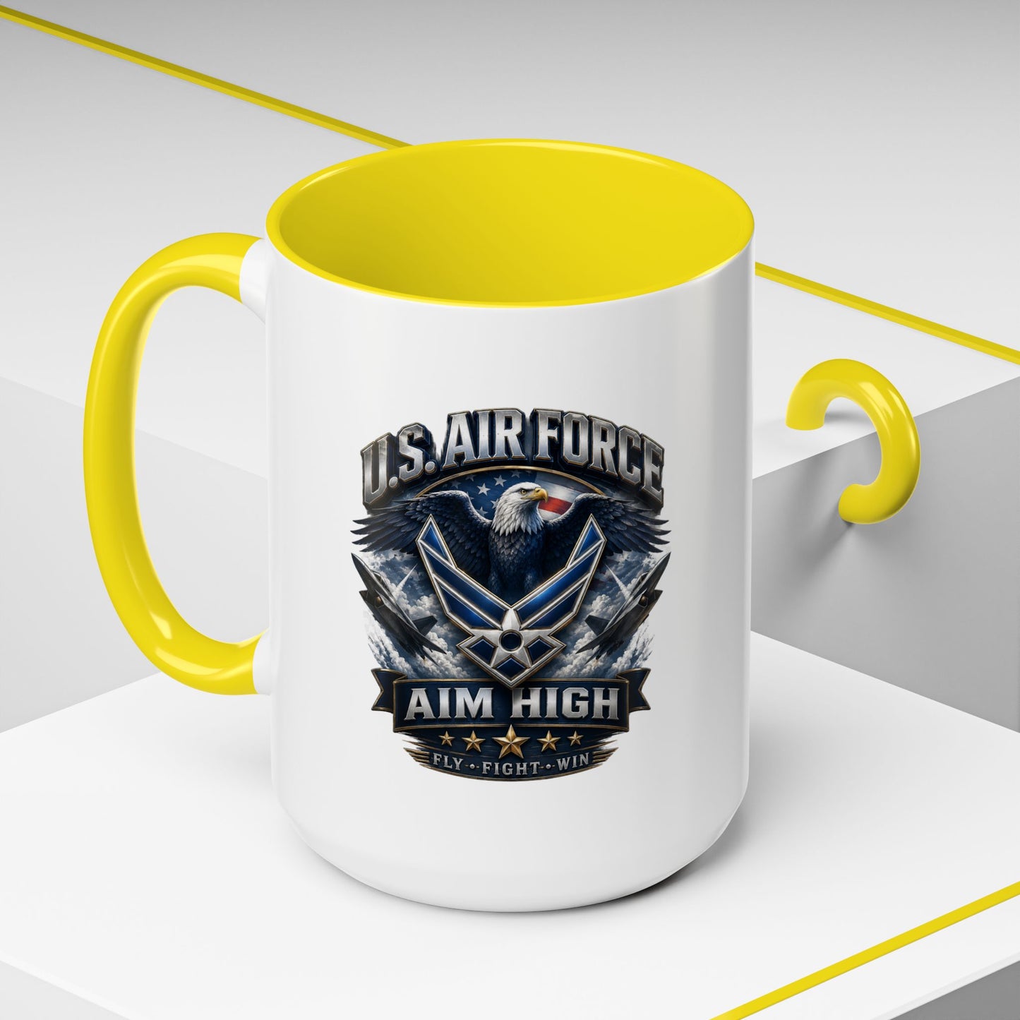 U.S. Air Force Accent Coffee Mug — Aim High Eagle Design (11/15 oz)