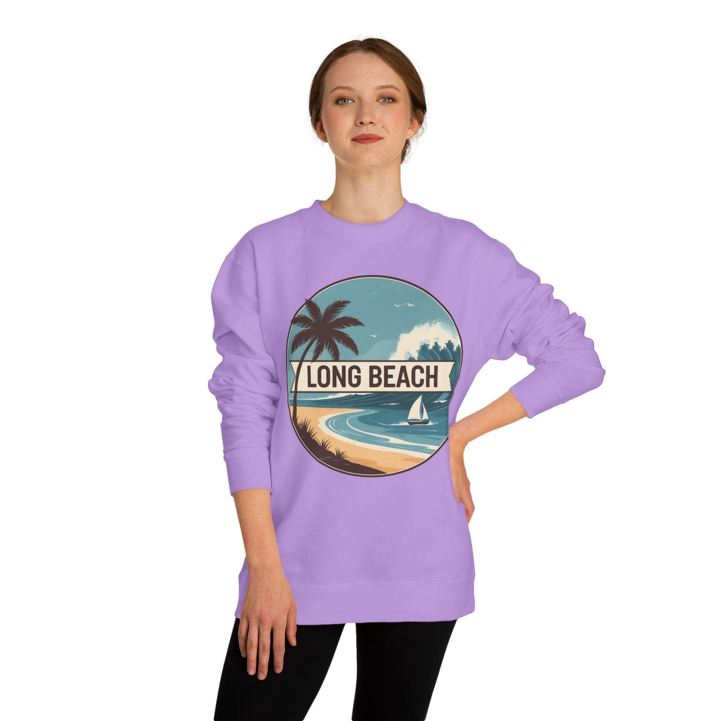 Long Beach Vintage Beach Scene Sweatshirt