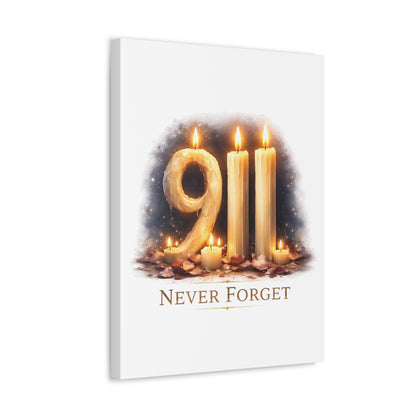9/11 Never Forget Candle Memorial Stretched Canvas