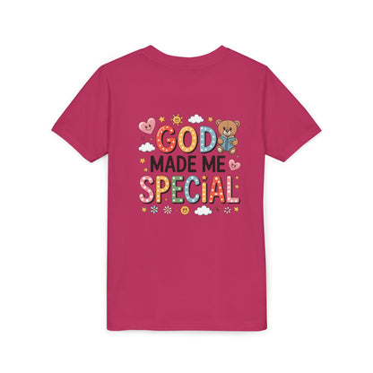 Youth Tee — "God Made Me Special" Cute Christian Kids T-Shirt