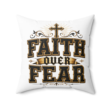 Faith Over Fear Decorative Pillow — Inspirational Christian Accent Cushion