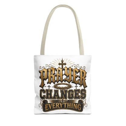 Prayer Changes Everything Tote Bag - Inspirational Christian Canvas Tote