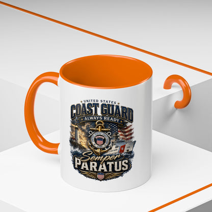 Coast Guard Semper Paratus Accent Coffee Mug – Patriotic Military Gift (11/15oz)