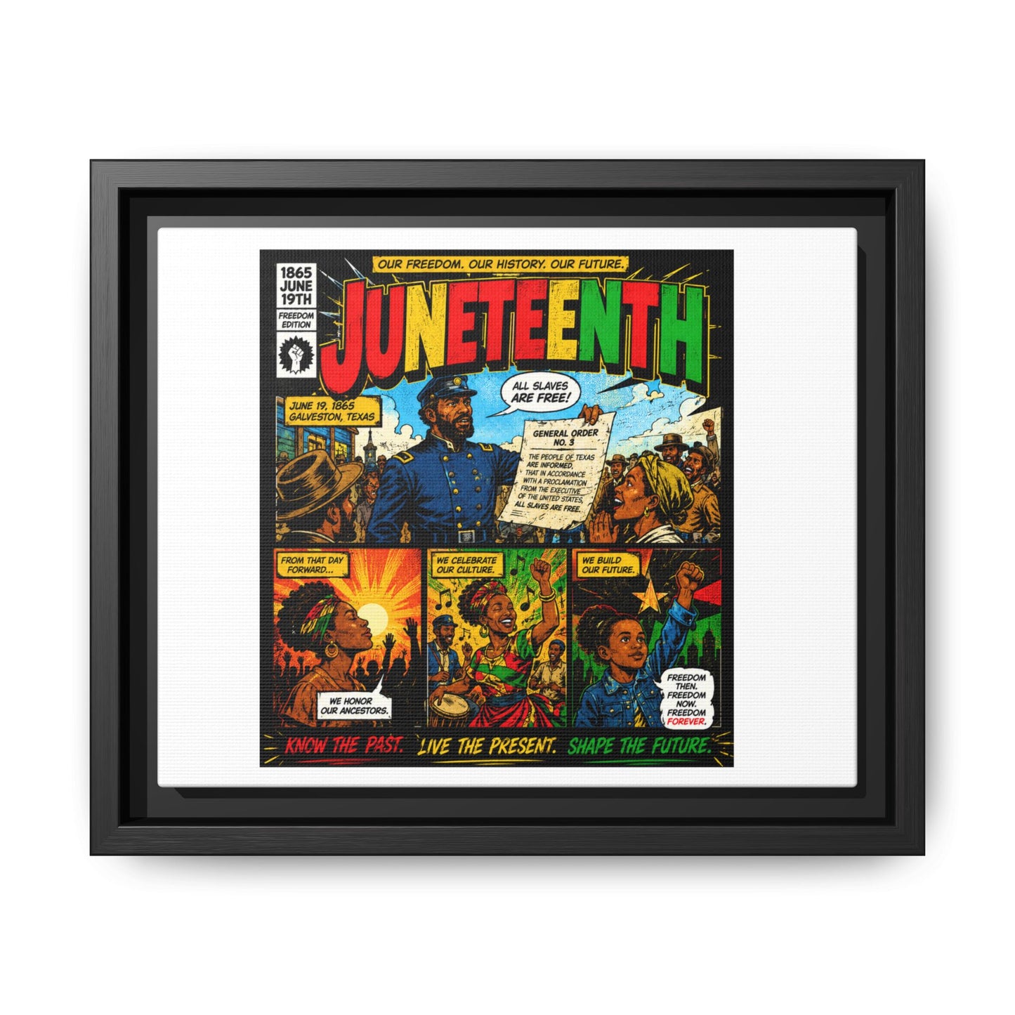 Juneteenth Comic Art Canvas - Framed Matte Wall Decor
