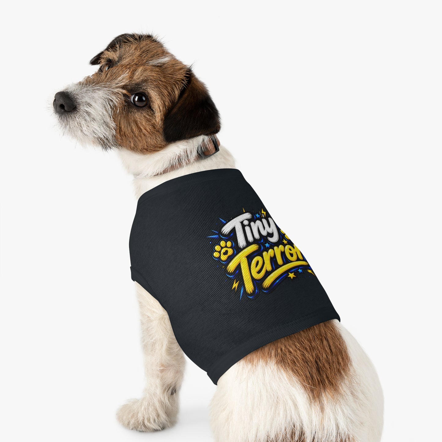 Tiny Terror Pet Tank Top — Cute Paw Print Graphic Dog Shirt