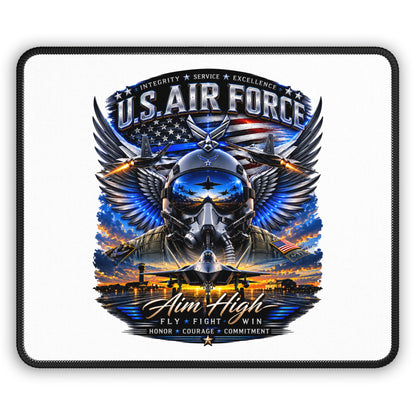 U.S. Air Force Aim High Gaming Mouse Pad — Pilot Helmet & Fighter Jet Design