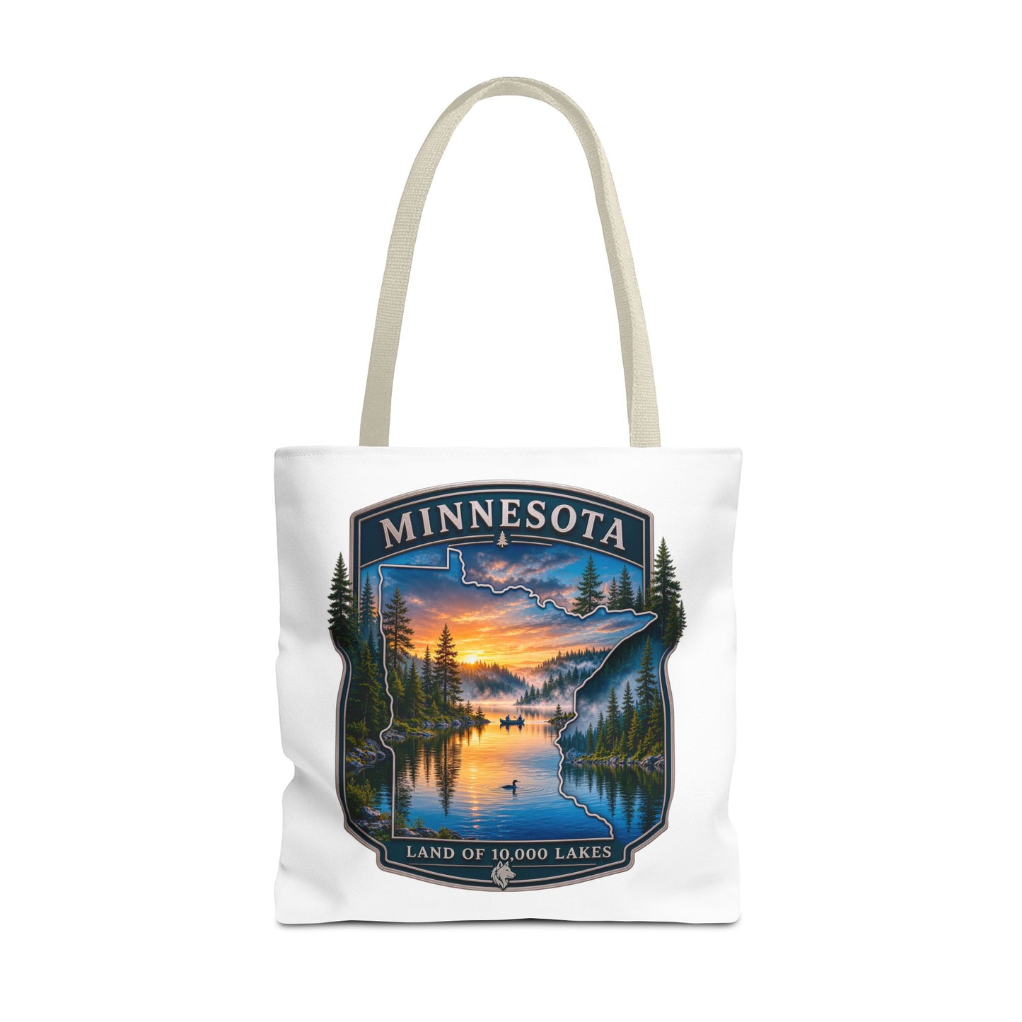Minnesota Scenic Tote Bag — 'Land of 10,000 Lakes' Sunset Lake Design