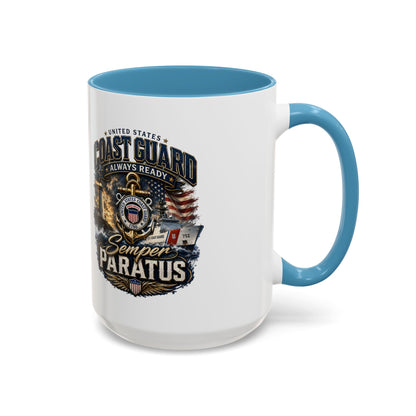Coast Guard Semper Paratus Accent Coffee Mug – Patriotic Military Gift (11/15oz)