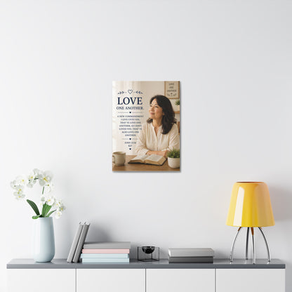 Love One Another — John 13:34 Inspirational Stretched Canvas Wall Art