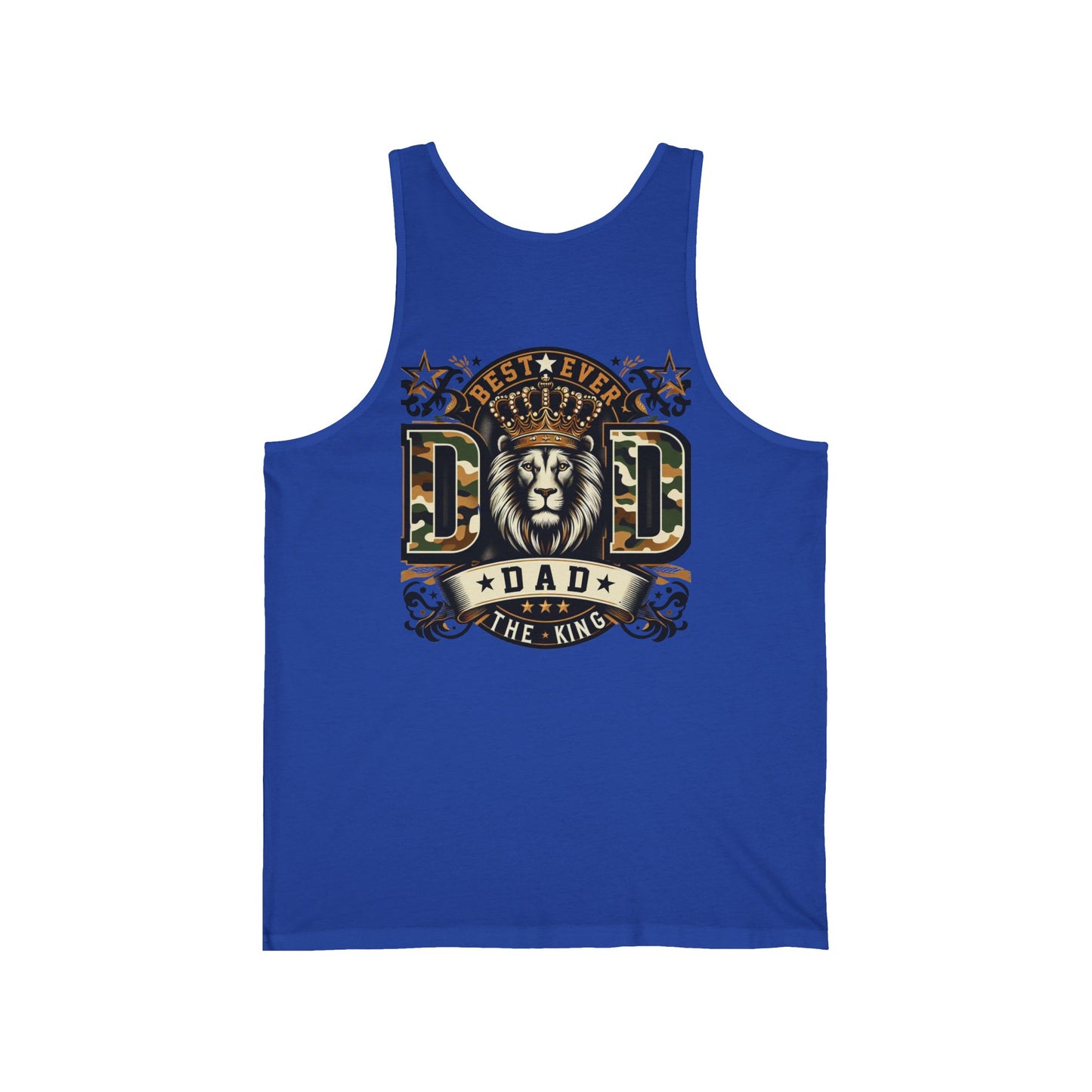 Dad Tank Top — "Best Ever Dad The King" Lion Graphic Fathers Day Gift