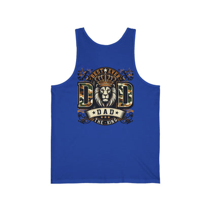 Dad Tank Top — "Best Ever Dad The King" Lion Graphic Fathers Day Gift