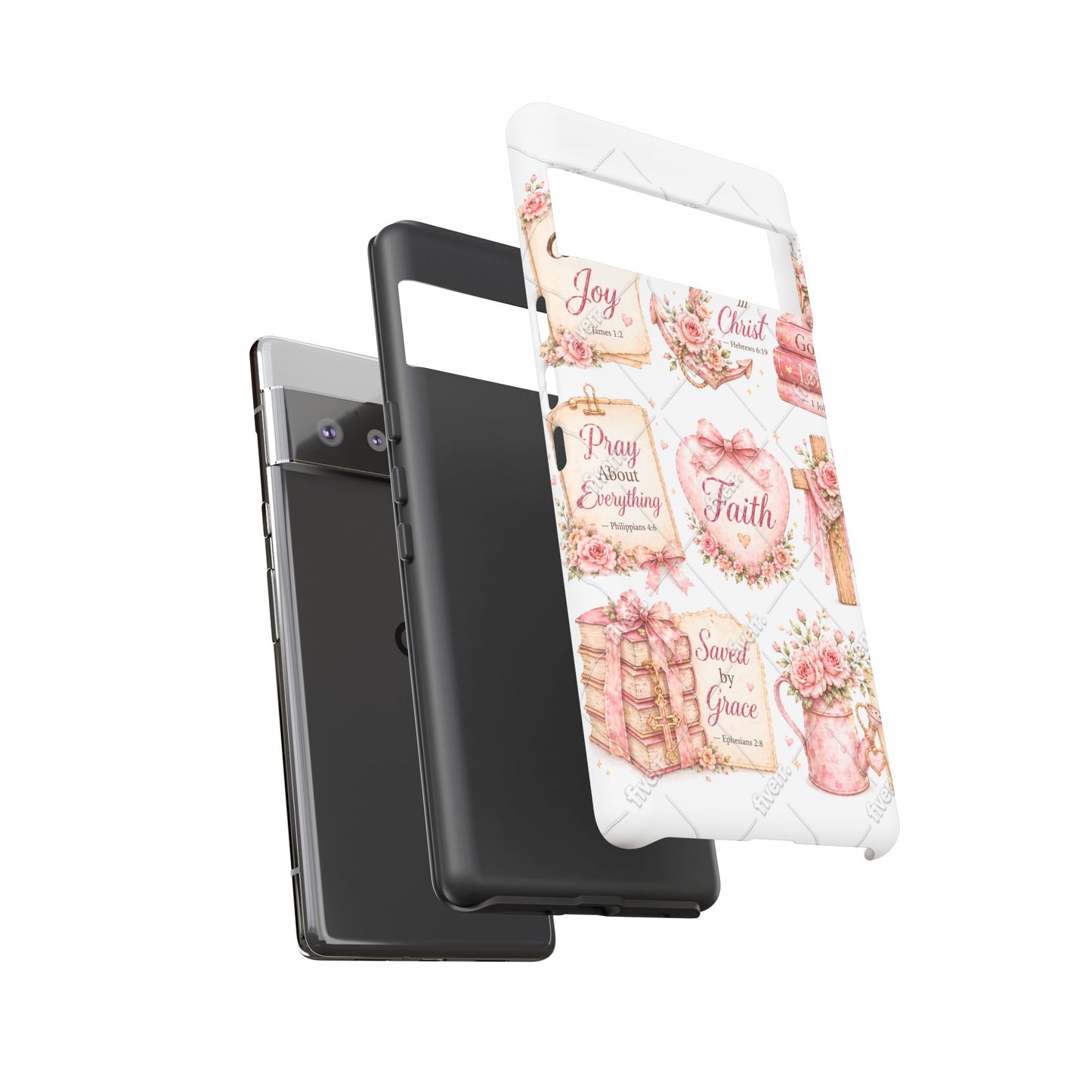 Faith Floral Phone Case – Christian Inspirational Scripture iPhone Cover (Choose Joy, Pray, Faith)