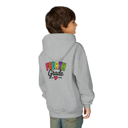 Fourth Grade Hoodie — Colorful Kids School Sweatshirt (“Fourth Grade” with Heart)