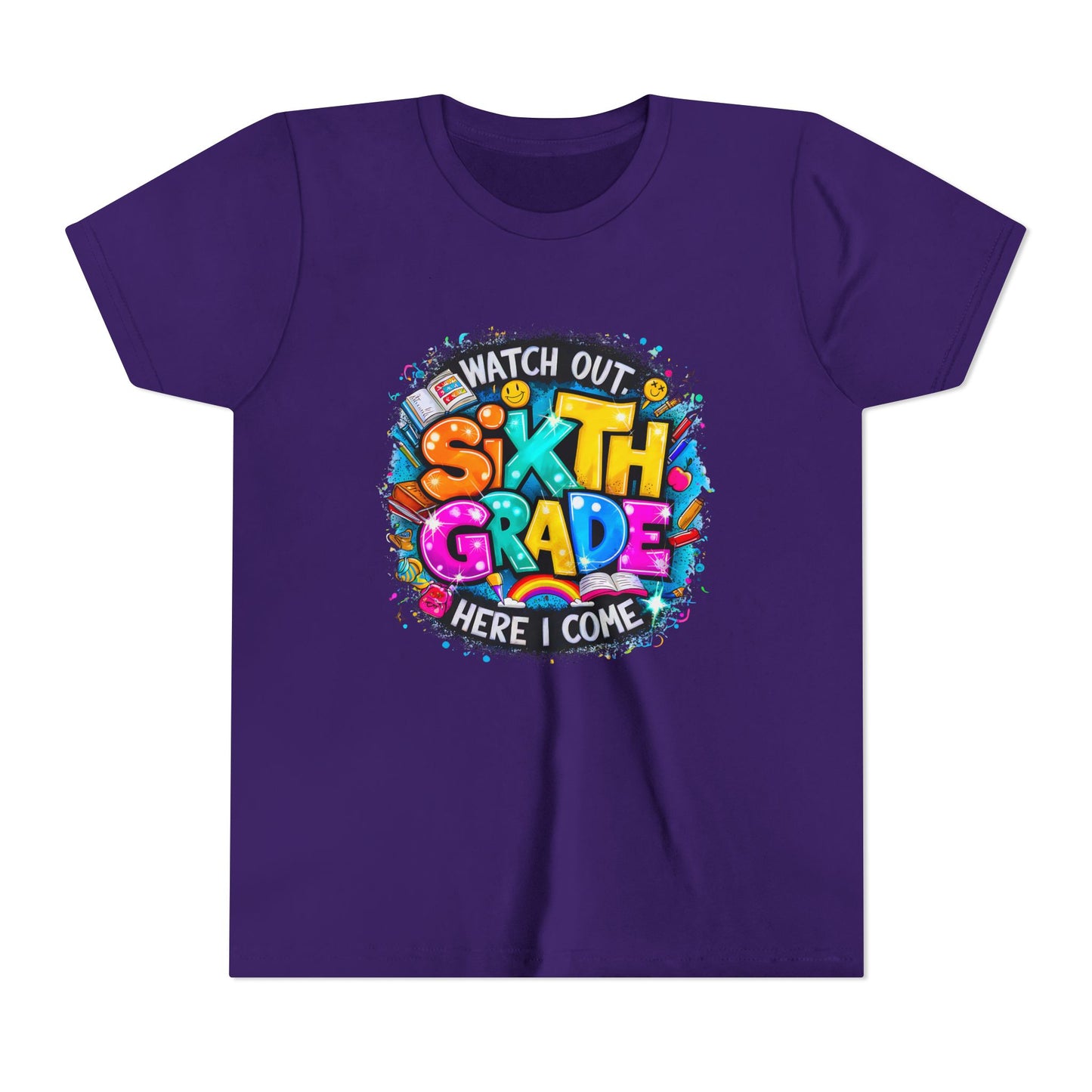 Youth Tee — "Watch Out Sixth Grade Here I Come" Back-to-School Graphic Shirt
