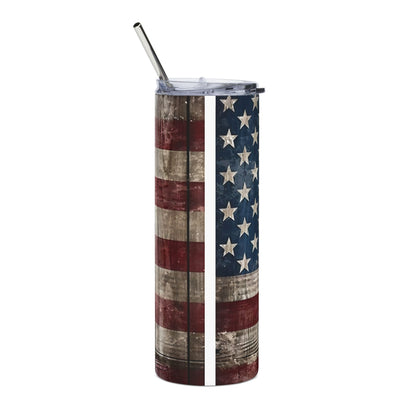 Patriotic American Flag 20oz Stainless Tumbler — Retro USA Drinkware