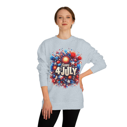 4th of July Fireworks Sweatshirt — "Happy 4th of July" Patriotic Crewneck