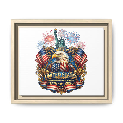 United States 250th Anniversary Framed Canvas — "1776-2026" Patriotic Eagle & Statue of Liberty Print