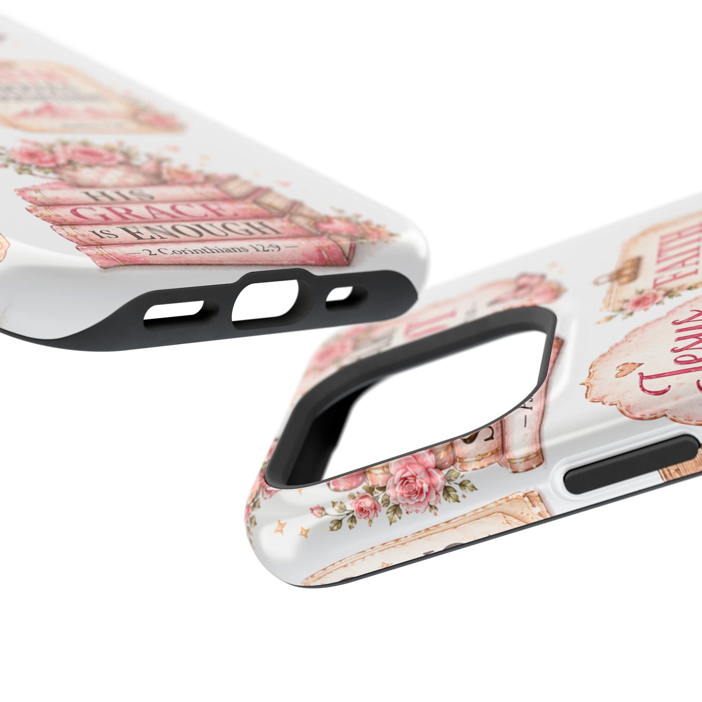 Christian Phone Case - "Fear Not, Faith Moves Mountains, Jesus Saves" Floral Magnetic Impact-Resistant Case
