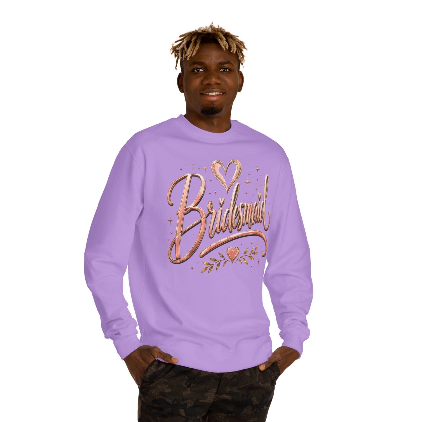 Bridesmaid Crewneck Sweatshirt — Rose Gold Script Bridesmaid Pullover