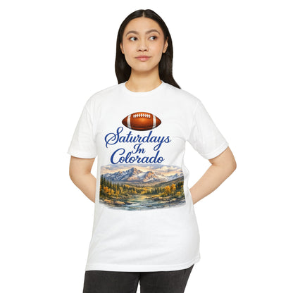 Saturdays in Colorado T-Shirt — Football & Mountain Scenic Tee