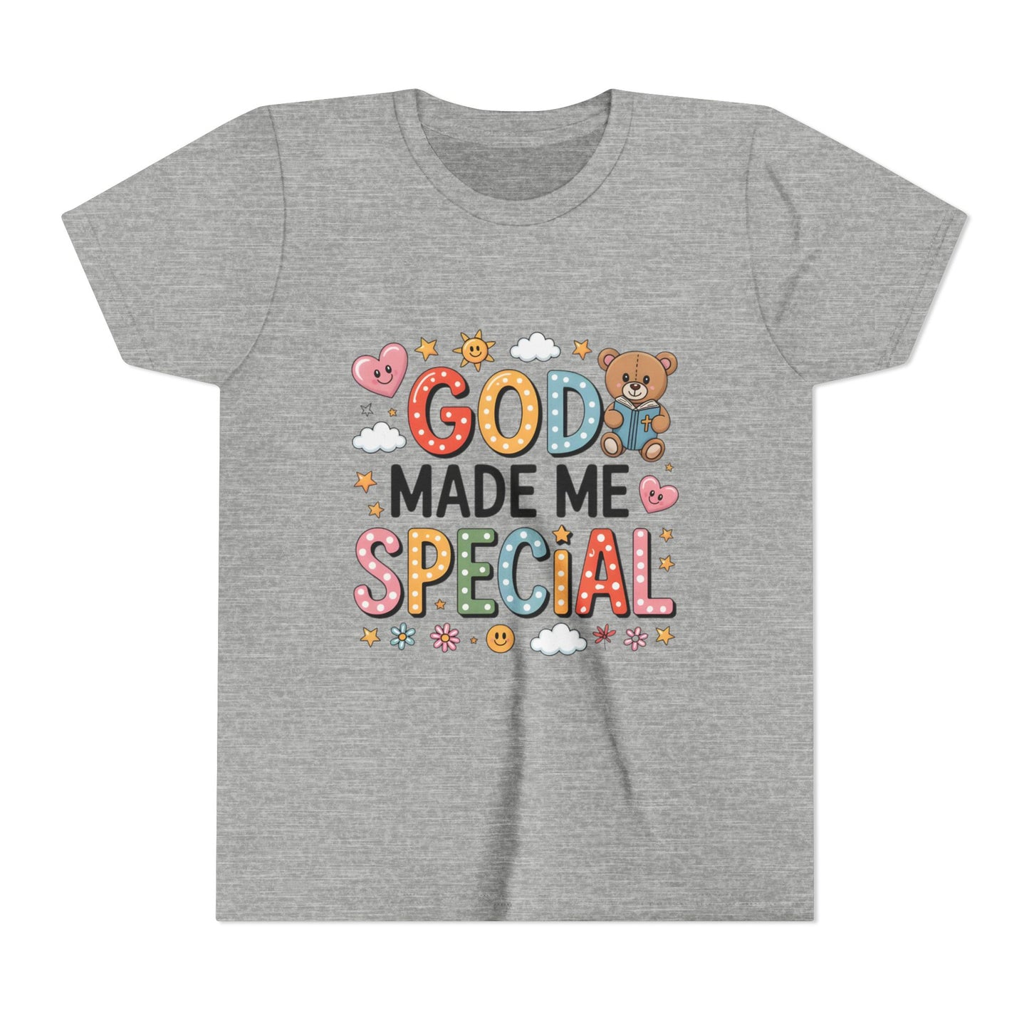 Youth Tee — "God Made Me Special" Cute Christian Kids T-Shirt