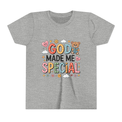 Youth Tee — "God Made Me Special" Cute Christian Kids T-Shirt