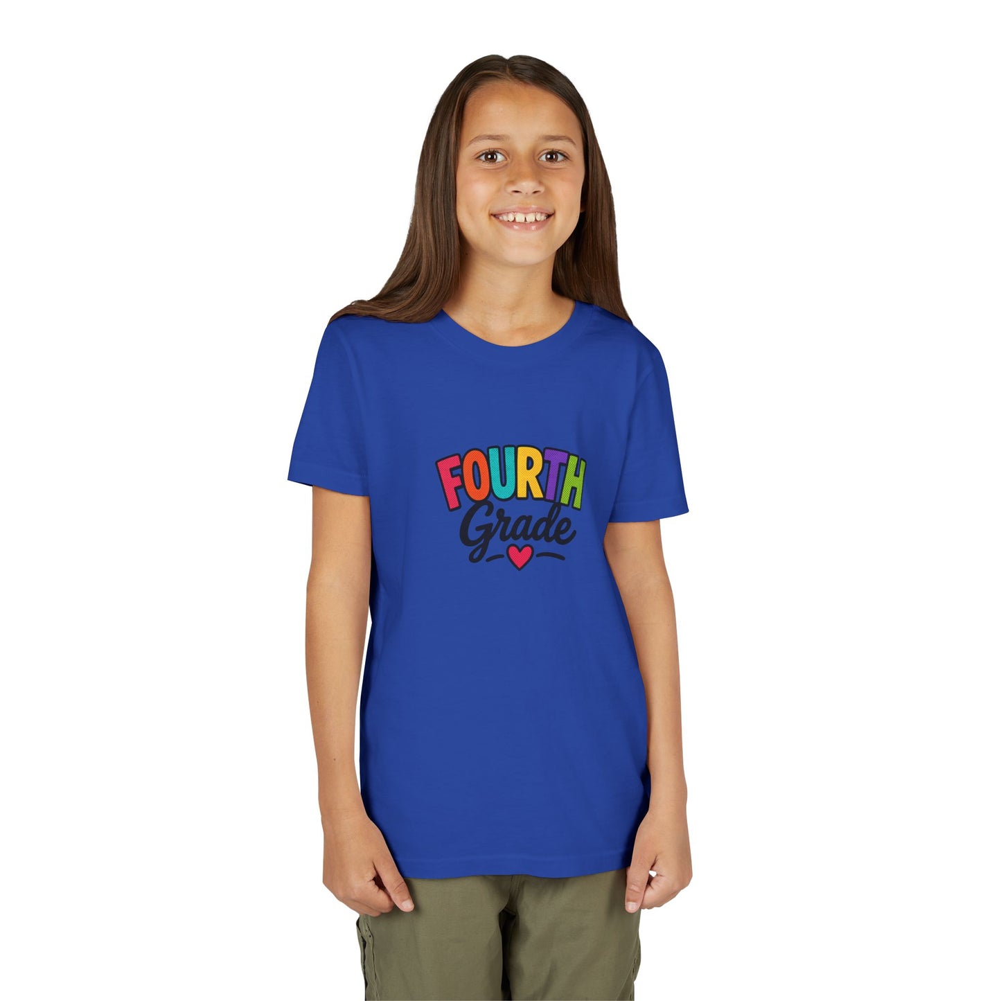Fourth Grade Youth Tee — Colorful Back-to-School Shirt with Heart