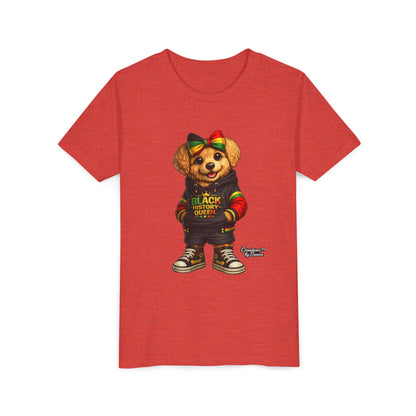 Youth Tee — Black History Queen Bear Graphic T-Shirt