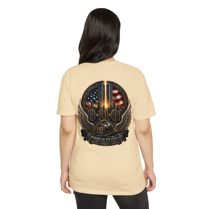 9/11 Memorial T-Shirt — In Memory of the Lives Lost Patriotic Firefighter Tribute