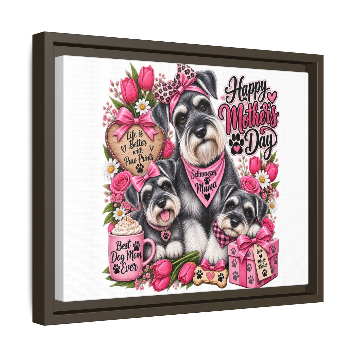 Happy Mother’s Day Schnauzer Canvas — Framed Matte Wall Art