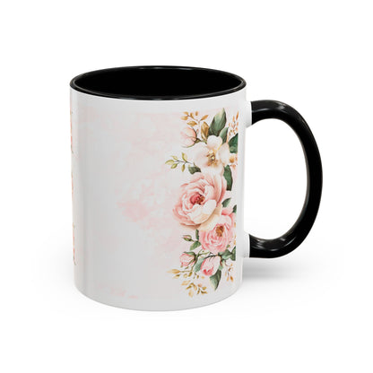 Mom Floral Accent Coffee Mug — Pink Roses Mother's Day Gift (11/15oz)
