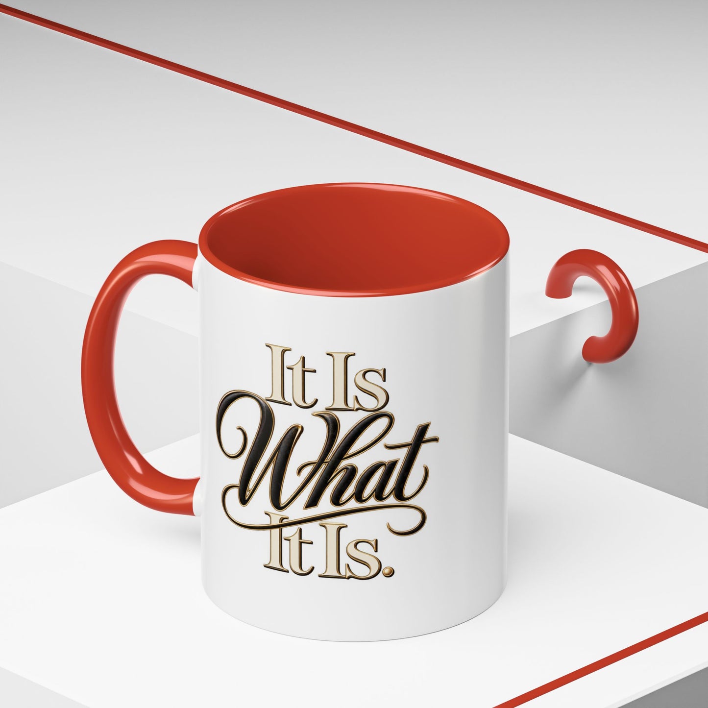 Accent Coffee Mug - "It Is What It Is" Script Typography | Motivational Ceramic Tea Cup