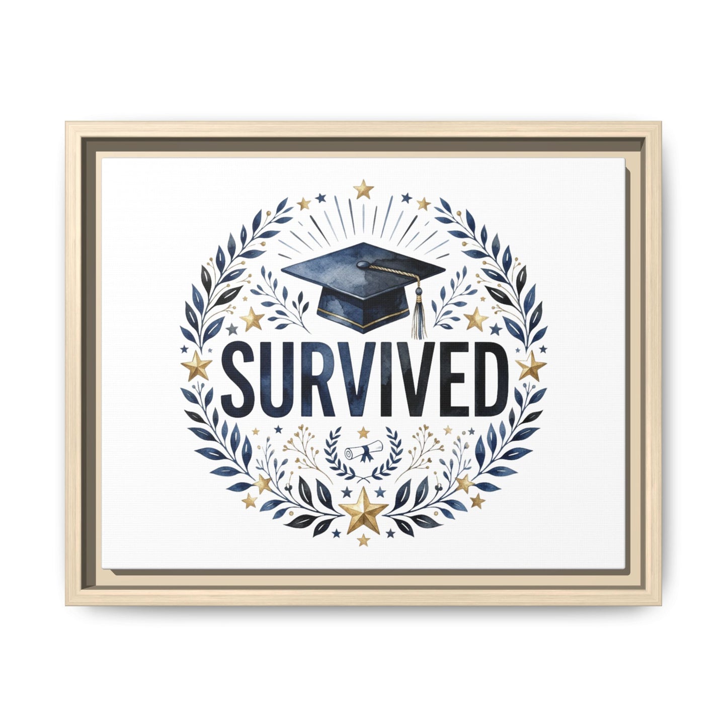 Graduation 'Survived' Framed Canvas Art — Cap & Laurel Keepsake