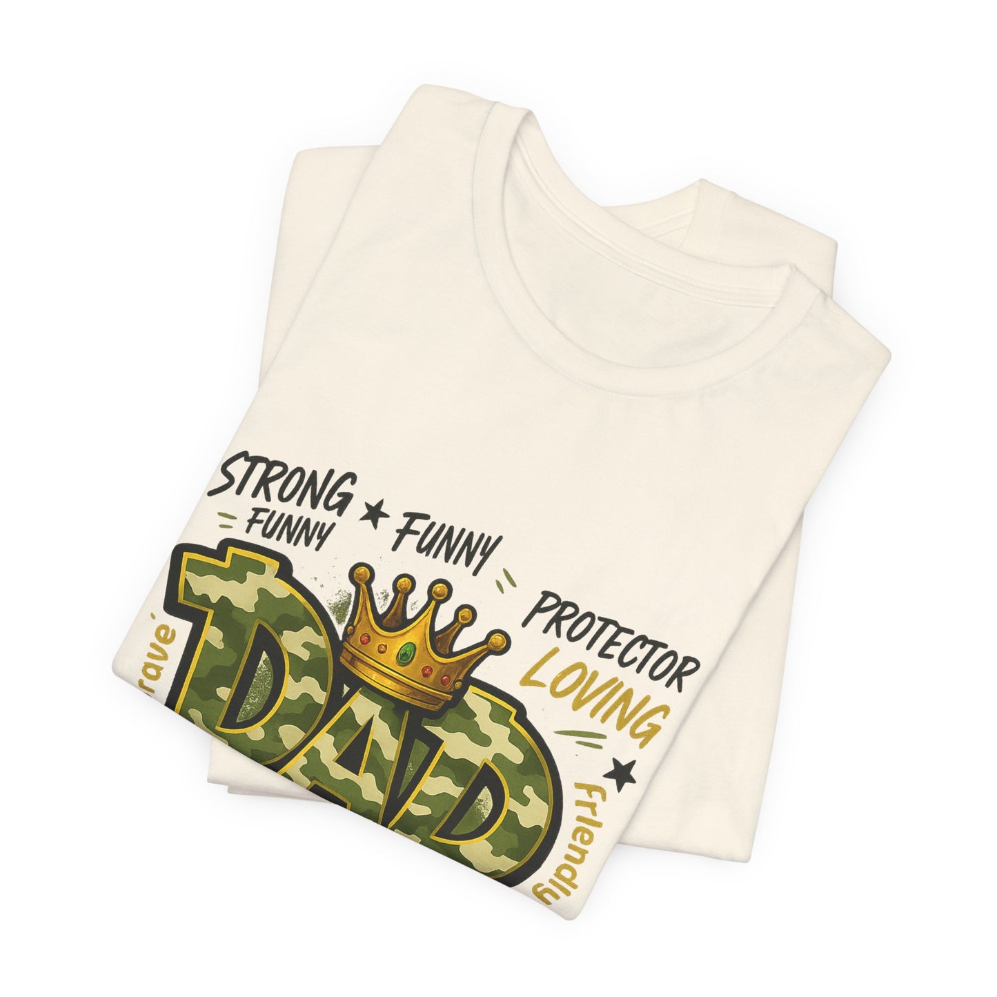 Dad Camo Crown T-Shirt — 'DAD' Graphic with 'Man of God, Hardworking' Father's Day Tee