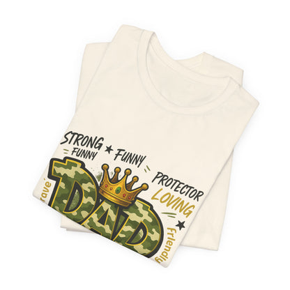 Dad Camo Crown T-Shirt — 'DAD' Graphic with 'Man of God, Hardworking' Father's Day Tee