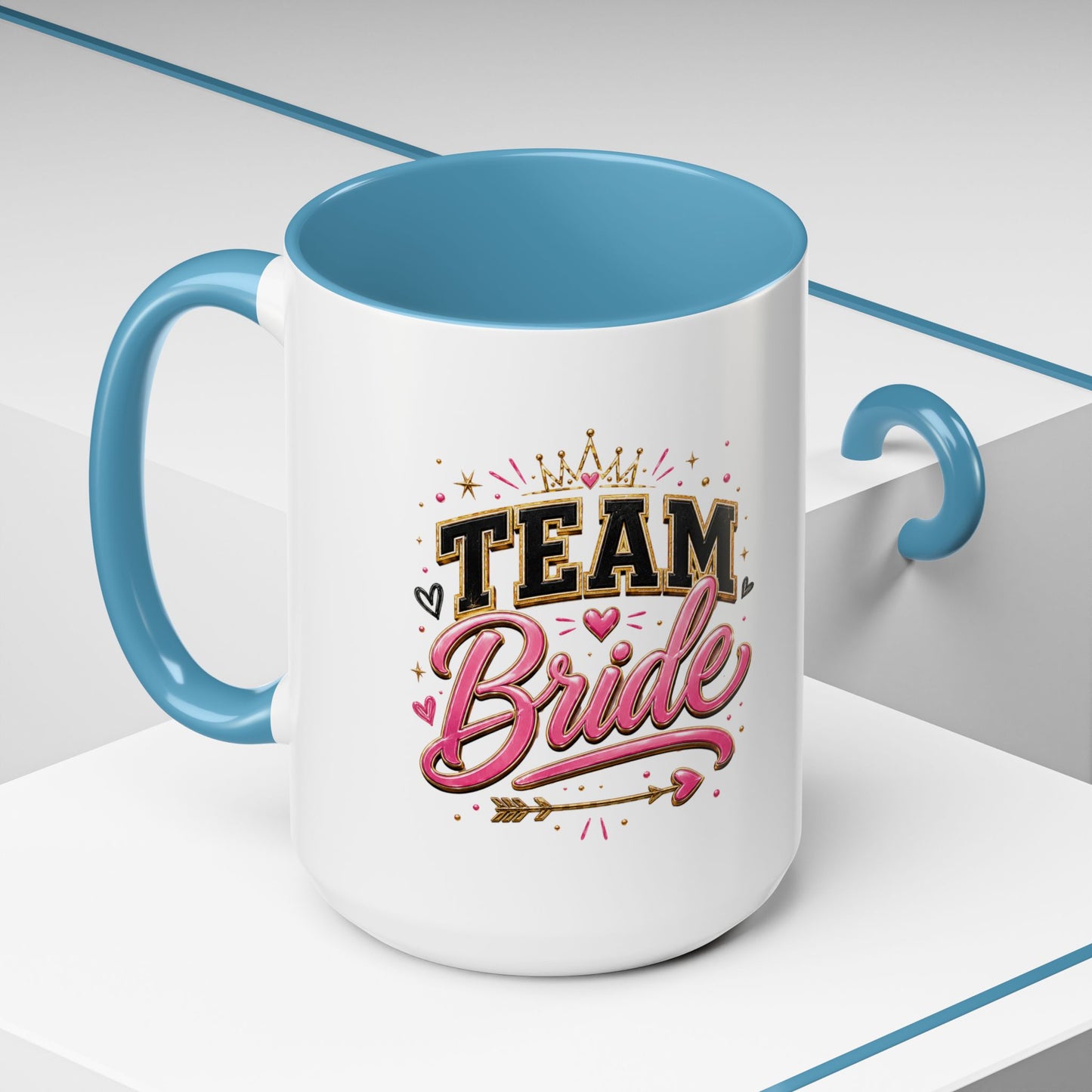 Team Bride Accent Coffee Mug — Pink & Gold Bachelorette Bridal Shower Gift (11/15 oz)