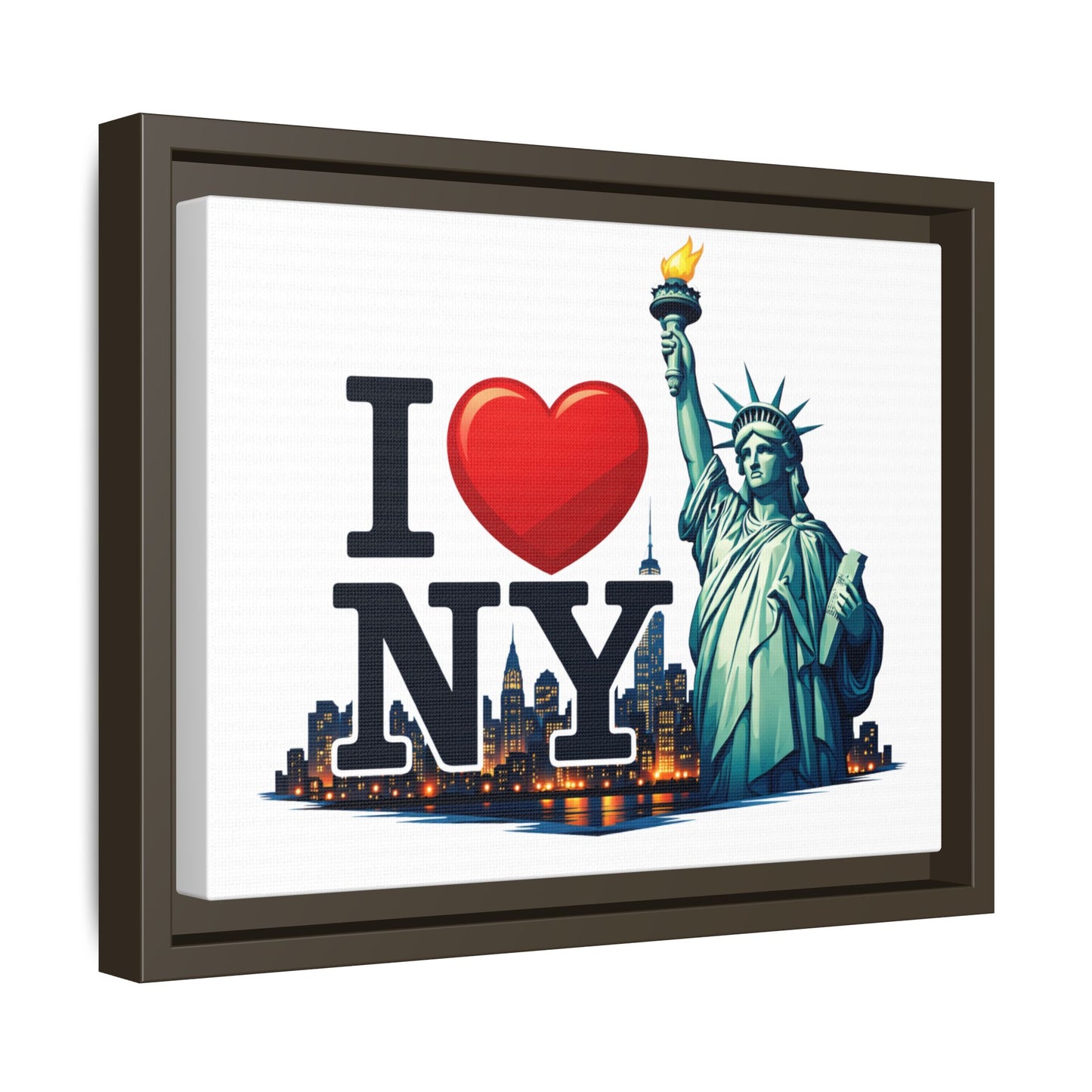 I Love NY Statue of Liberty Matte Framed Canvas